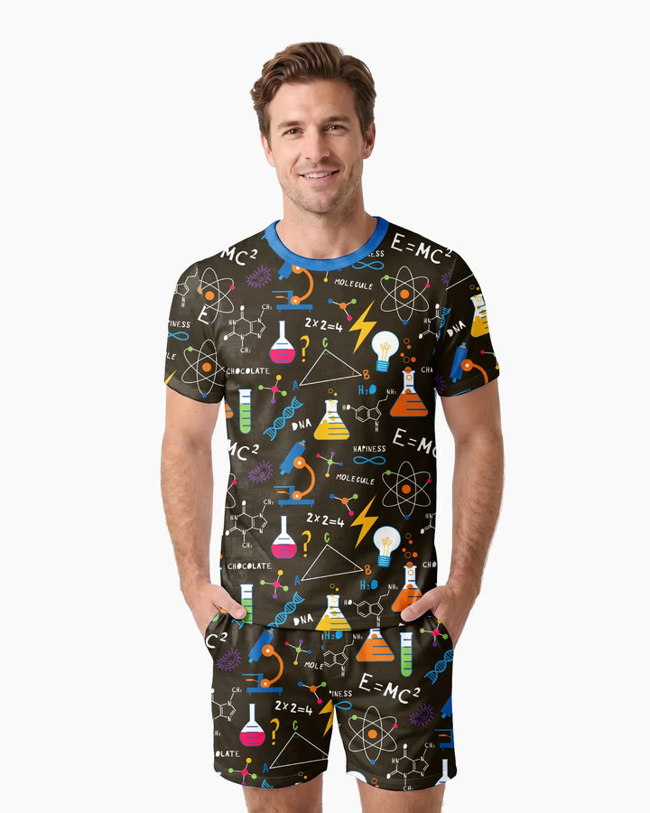 Science Explorer Family Matching Bamboo Men Short Sleeve Short Pajama Set