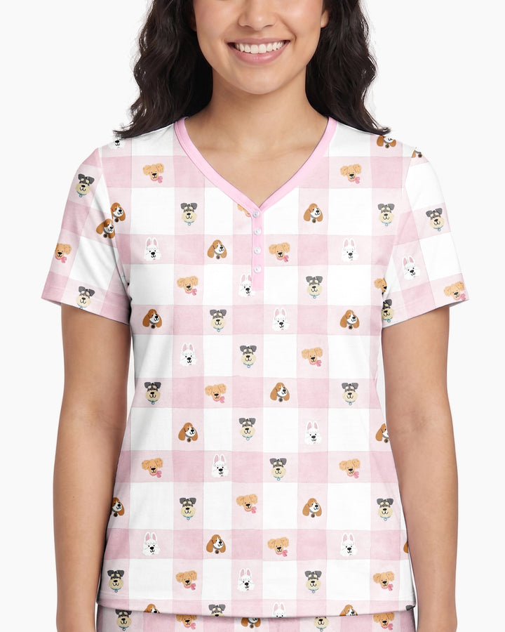 Plaid Pals Family Matching Bamboo Women Short Sleeve Short Pajama Set