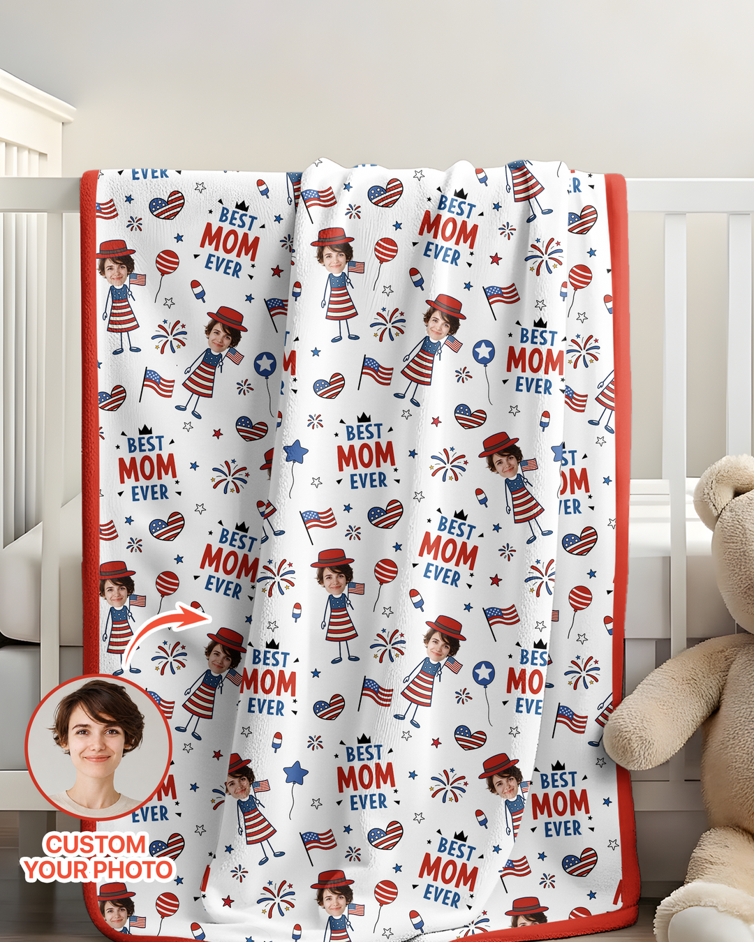 Custom Photo Best Patriotic Family Ever Bamboo Blanket