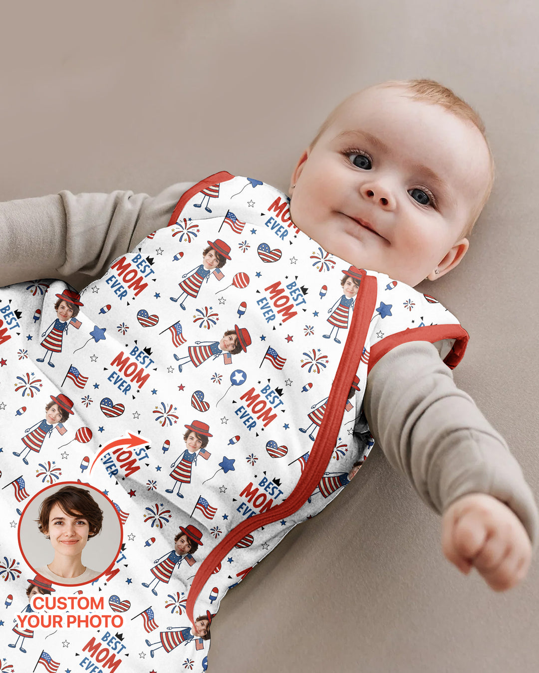 Custom Photo Best Patriotic Family Ever Bamboo Sleep Bag