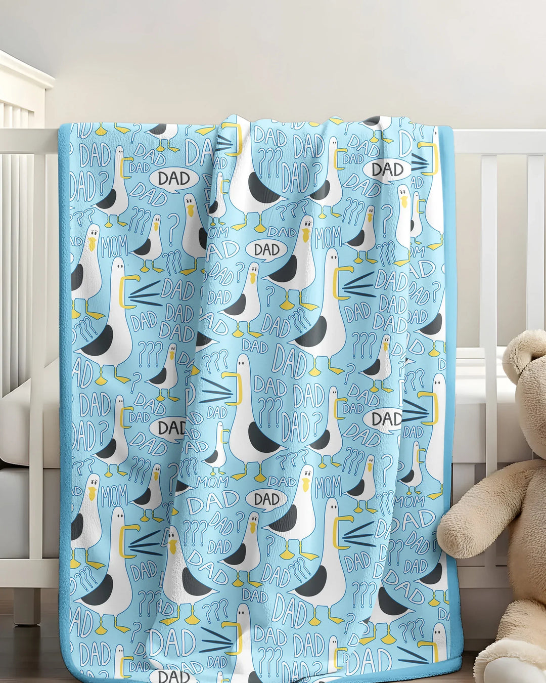 Funny Seagull DAD Bamboo Blanket