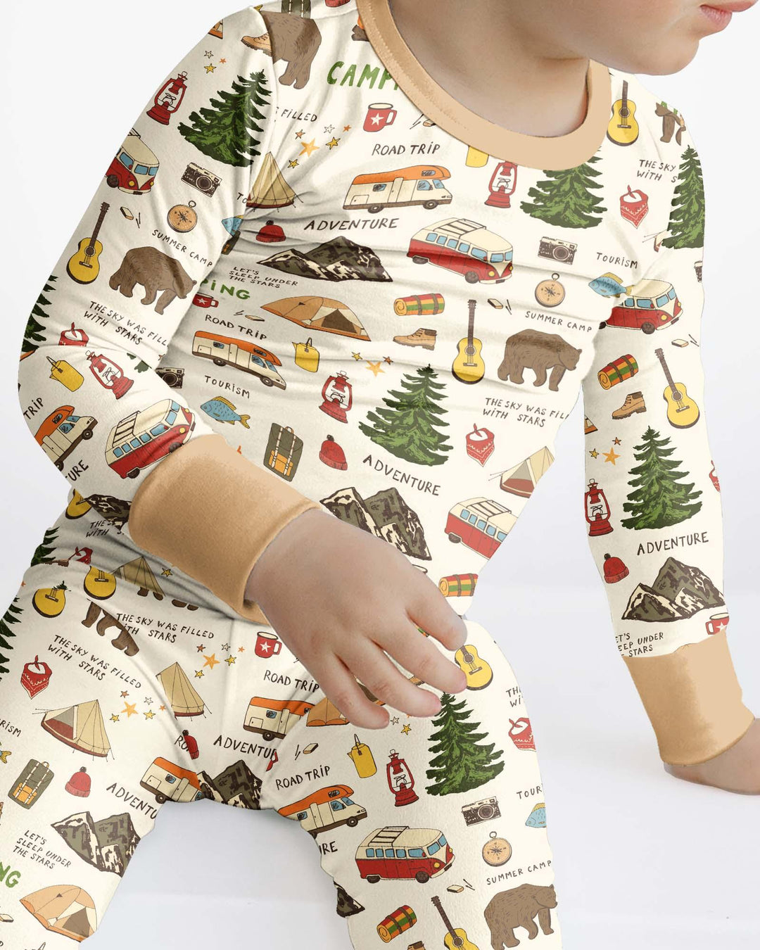 Outdoor Camping Adventure Family Matching Bamboo Two Piece Long Sleeve Pajama Set