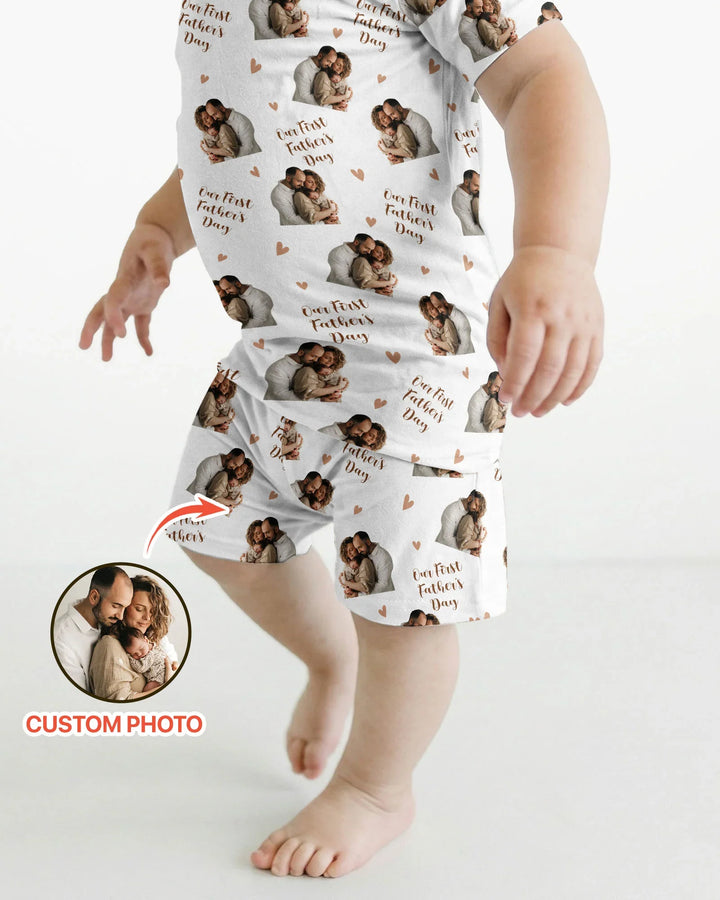 Custom Photo Our First as Parents Bamboo Two Piece Short Sleeve Shorts Pajama Set