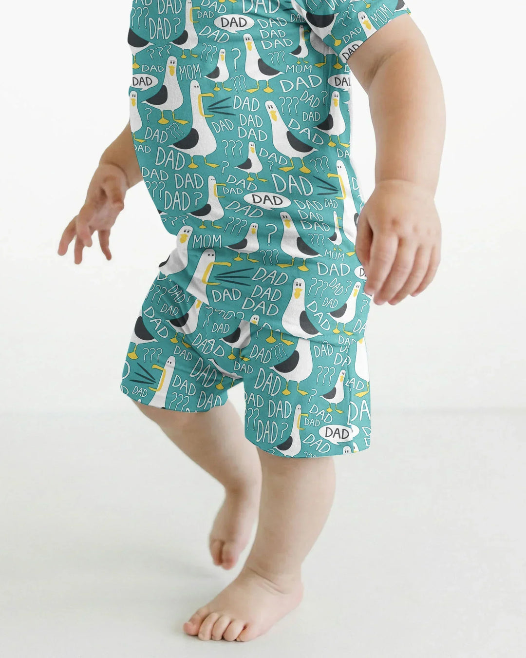 Funny Seagull DAD Bamboo Two Piece Short Sleeve Shorts Pajama Set