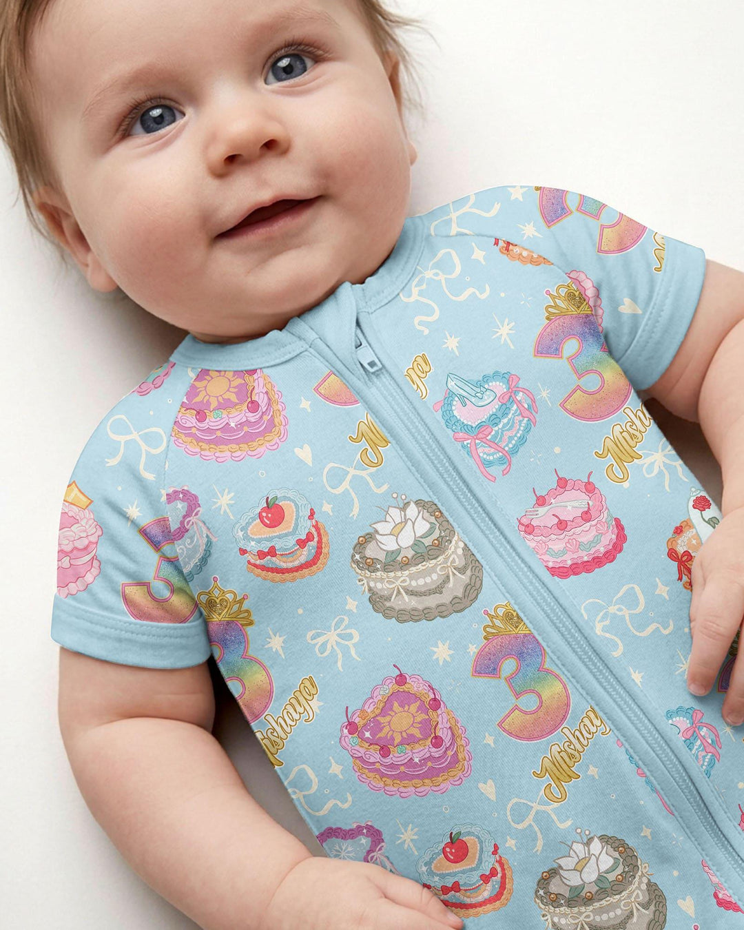Custom Princess Baby Birthday Bamboo Shorty Zippy