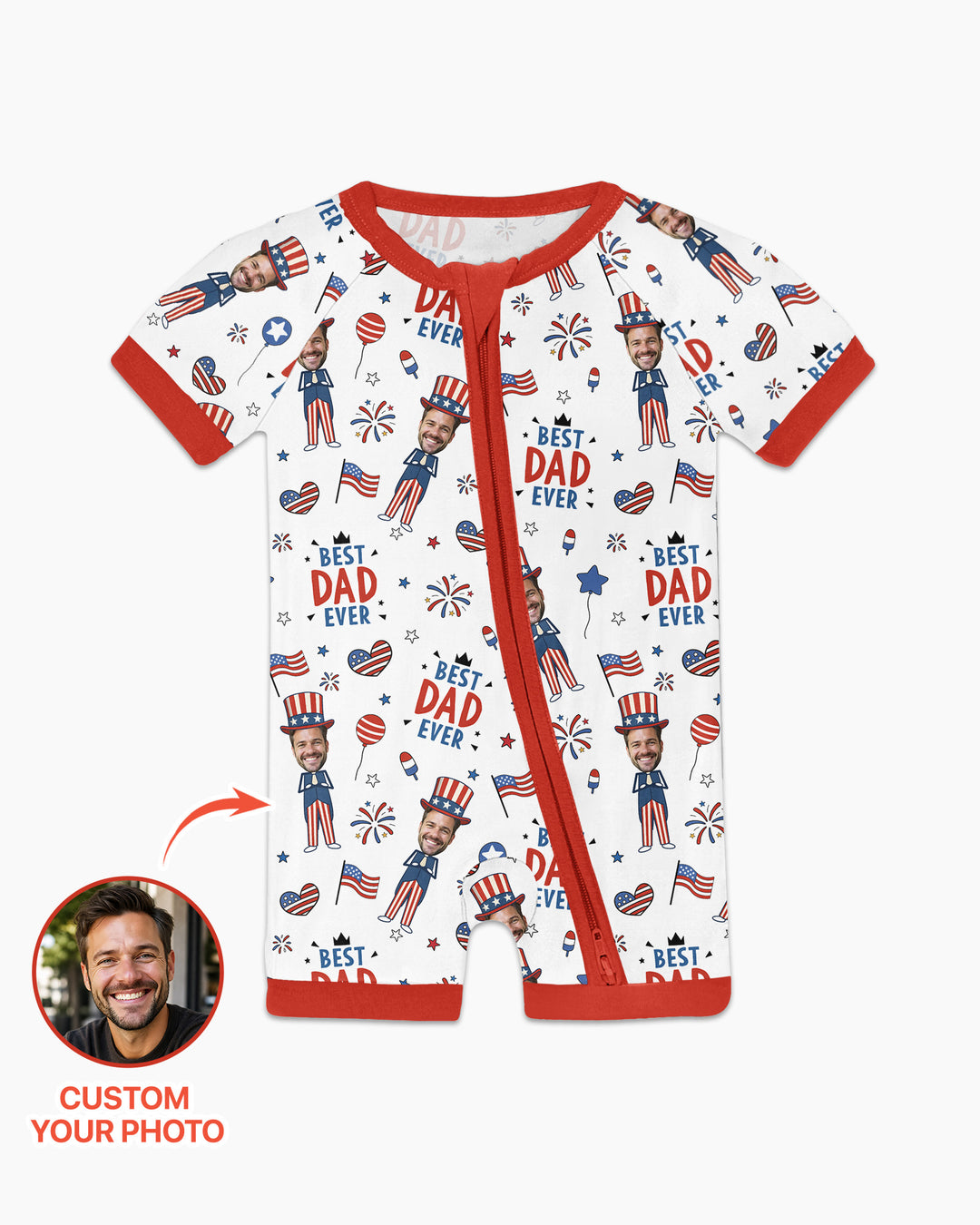 Plantilla PERSONALIZADA de Bambú Pijama Corto con Cremallera
