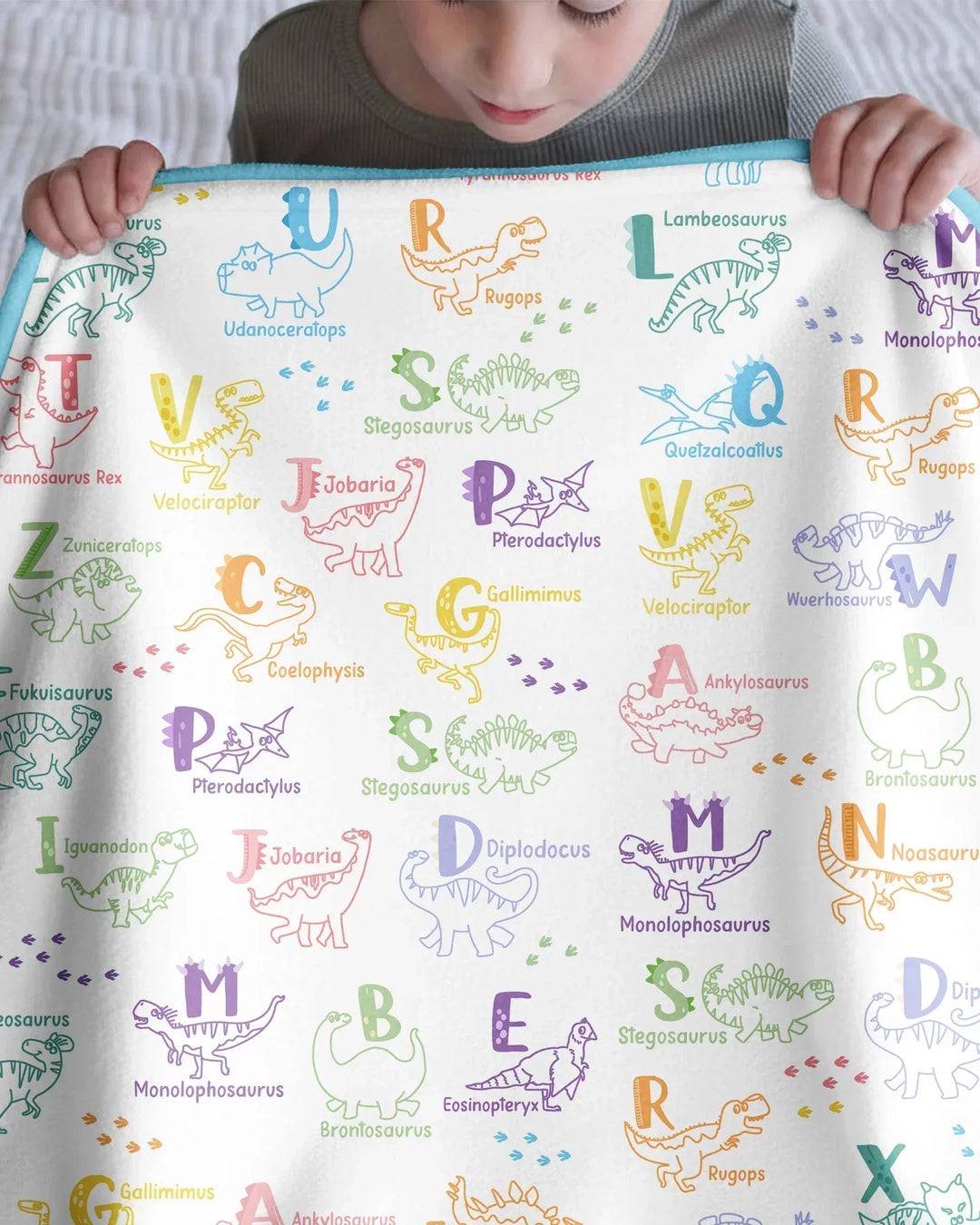 Dino Alphabet ABC Bamboo Blanket
