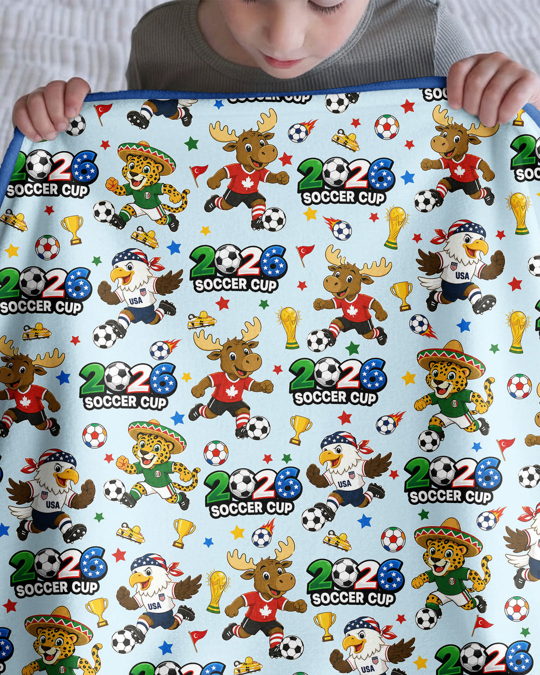 Soccer Cup Cute Mascots Bamboo Blanket