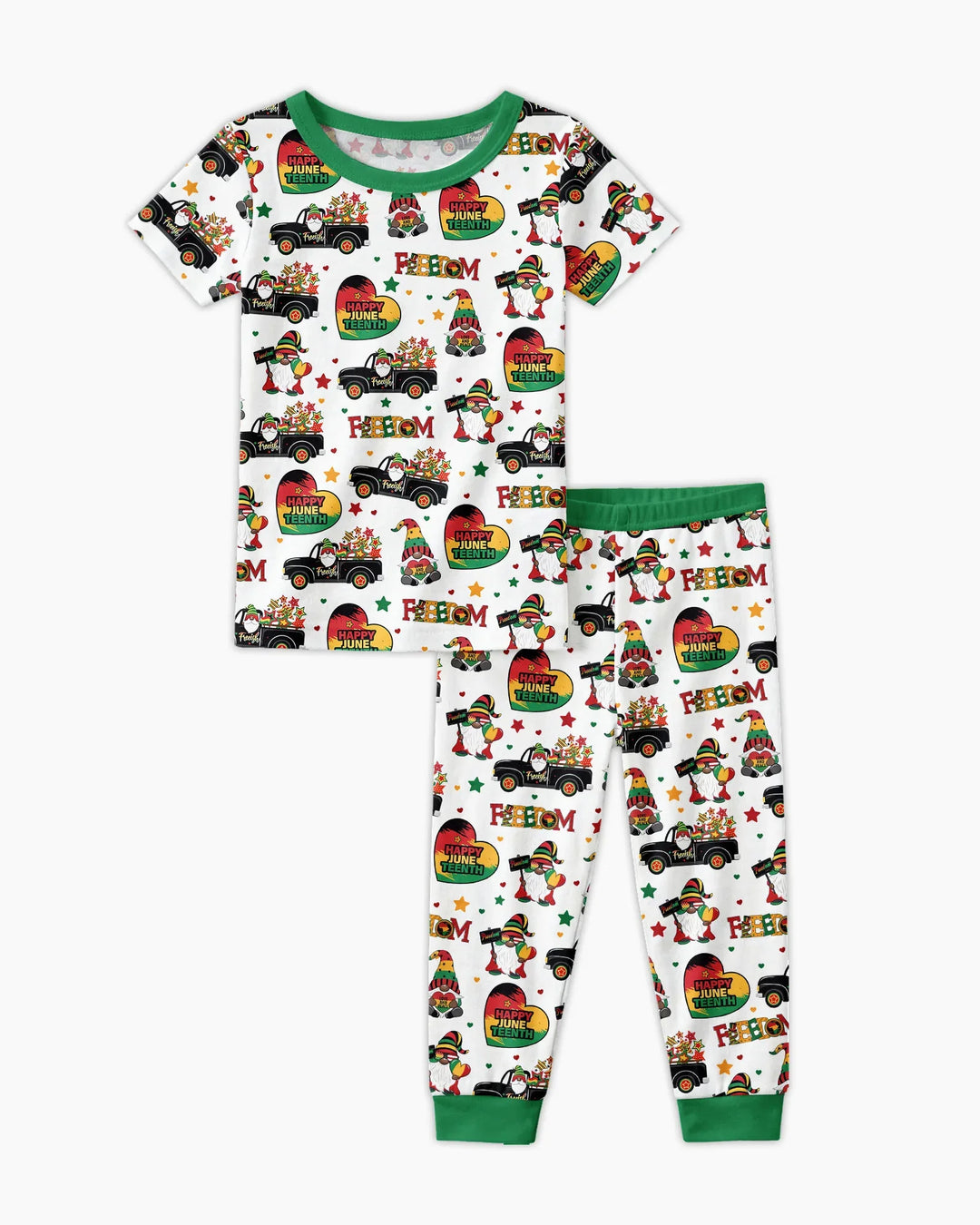 Gnome Happy Juneteenth Bamboo Two Piece Short Sleeve Pajama Set