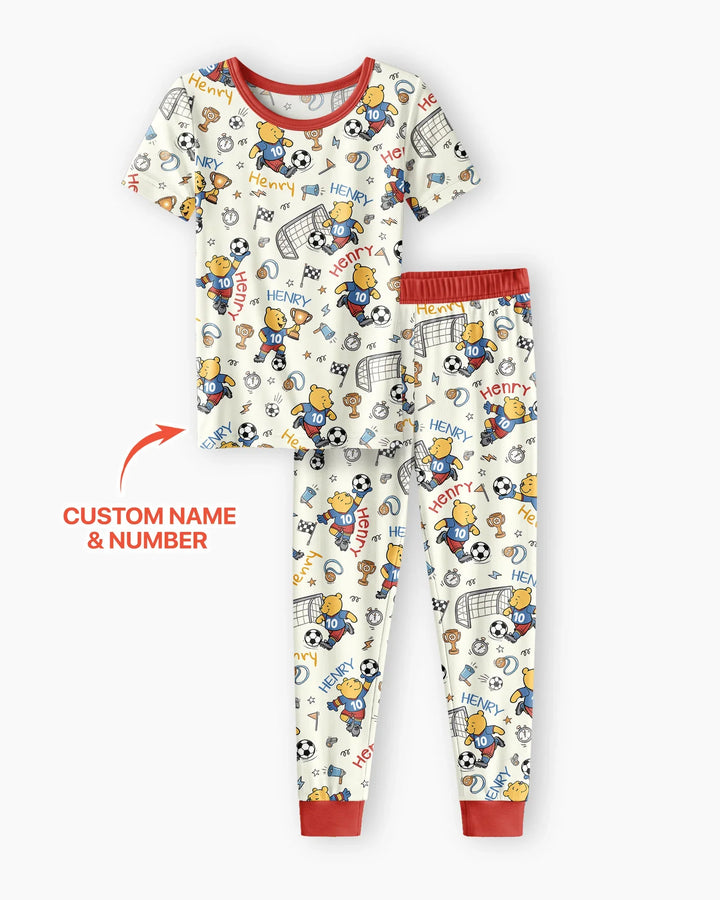 Conjunto de pijama de dos piezas de bambú de manga corta, plantilla personalizada