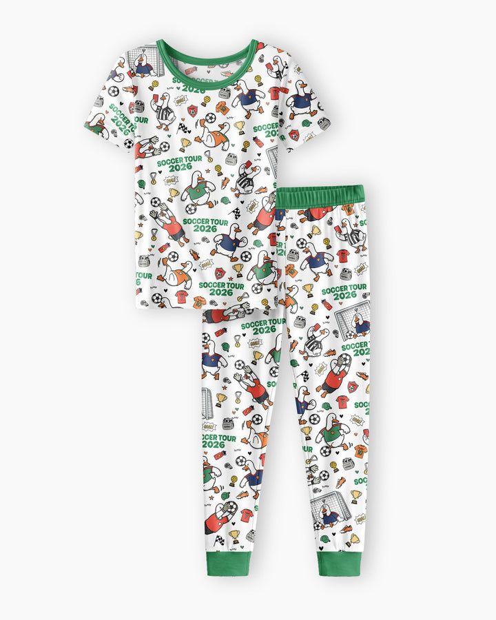 Funny Goose Soccer Tour 2026 Bamboo Two Piece Short Sleeve Pajama Set