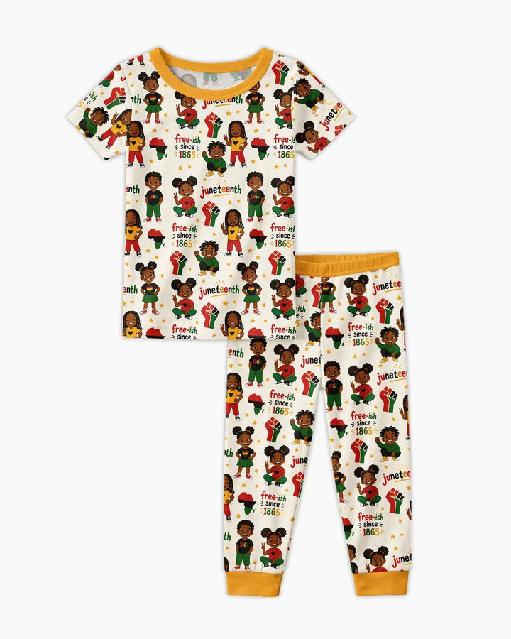 Juneteenth Free-ish Since 1865 Bamboo Two Piece Short Sleeve Pajama Set