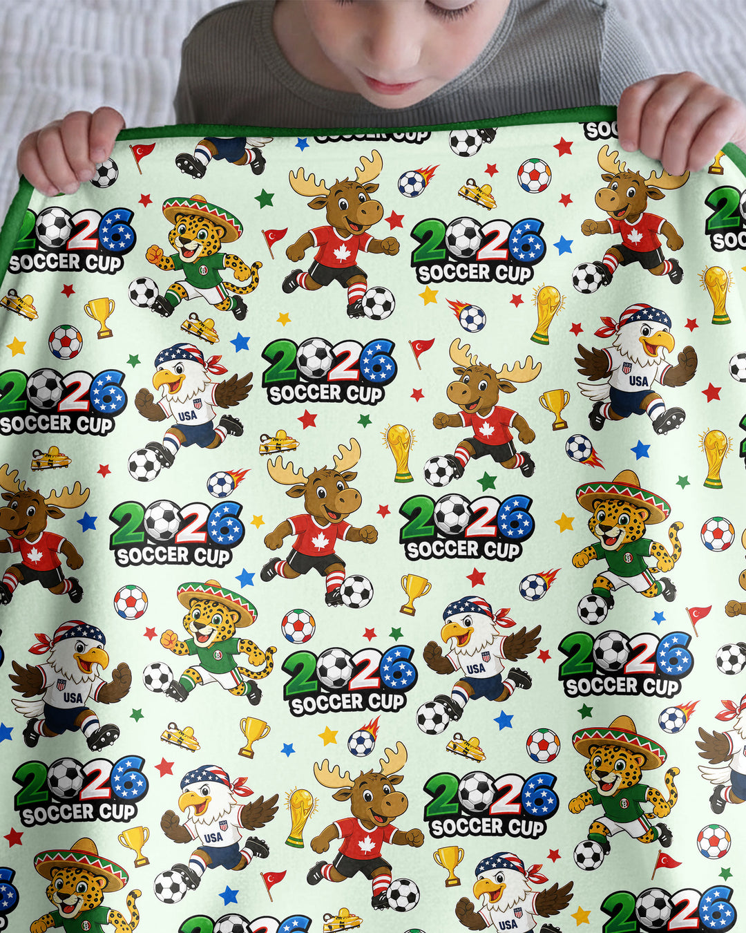 Soccer Cup Cute Mascots Bamboo Blanket