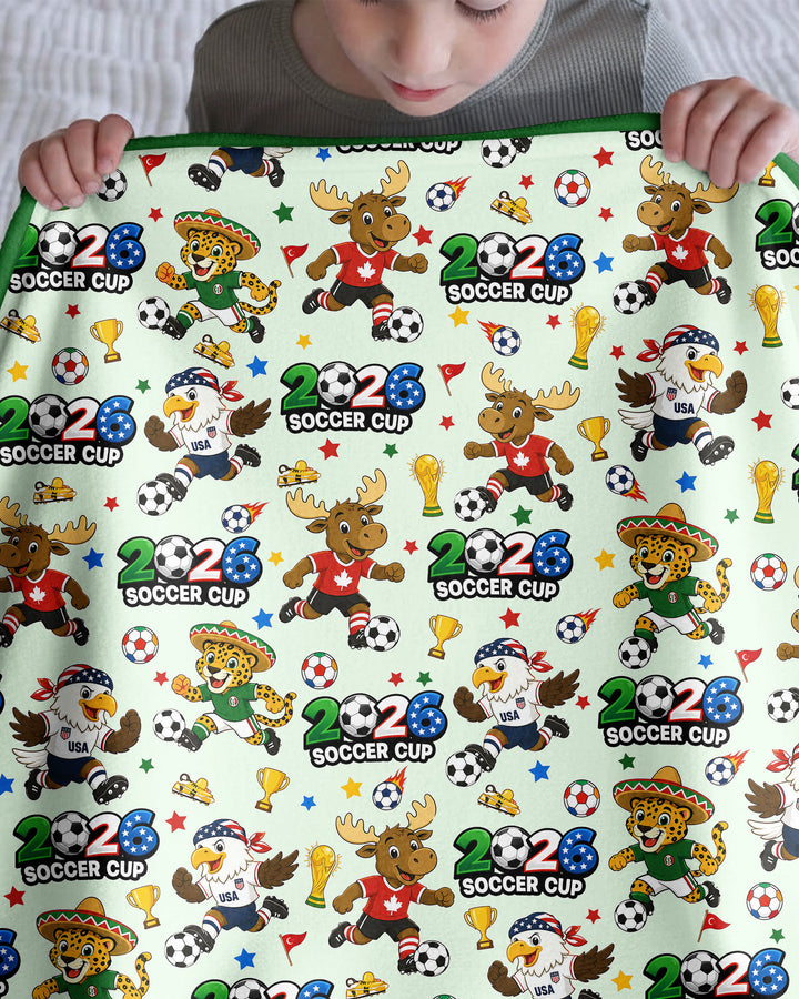 Soccer Cup Cute Mascots Bamboo Blanket