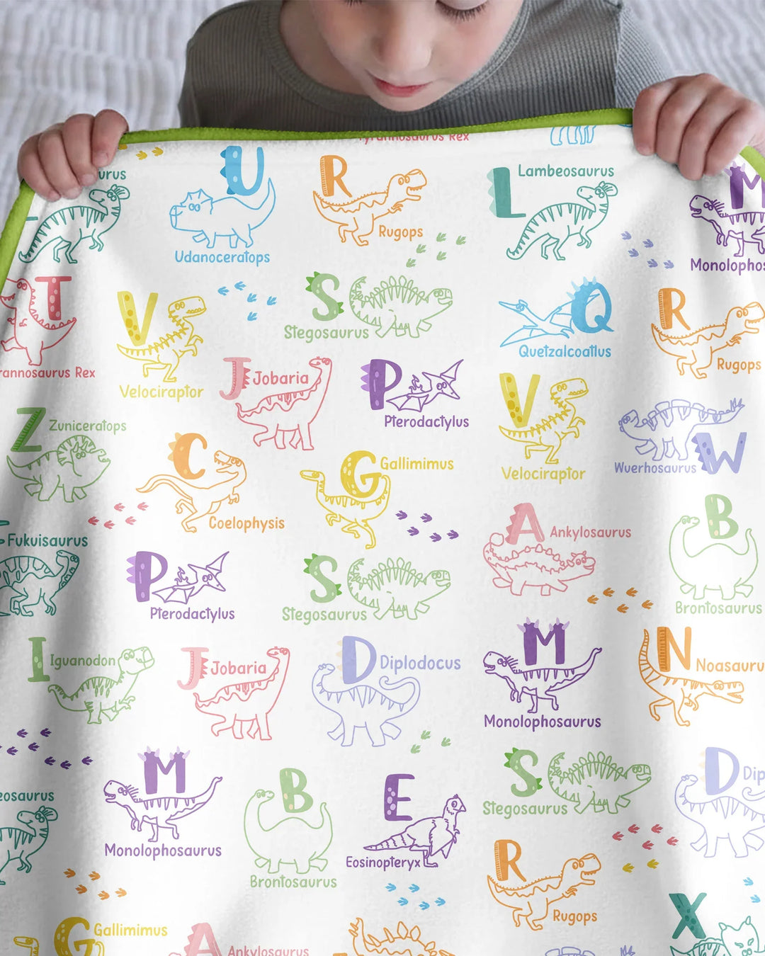 Dino Alphabet ABC Bamboo Blanket