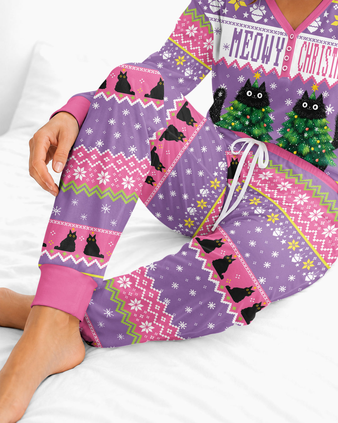 Meowy Christmas Bamboo Women Pajama Set