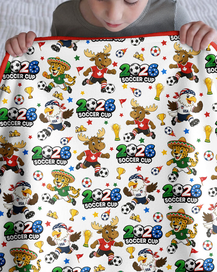 Soccer Cup Cute Mascots Bamboo Blanket