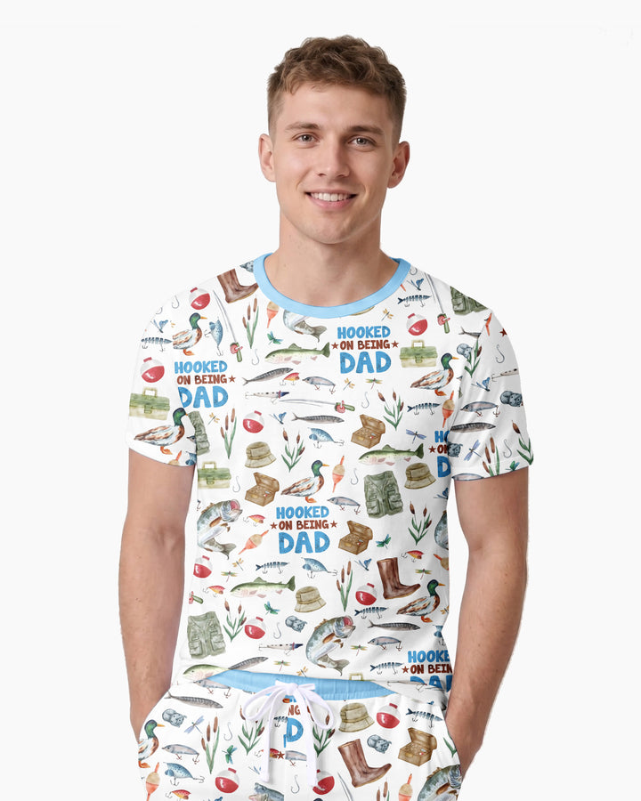 Hooked The Best Dad Daddy & Me Matching Bamboo Men Short Sleeve Short Pajama Set