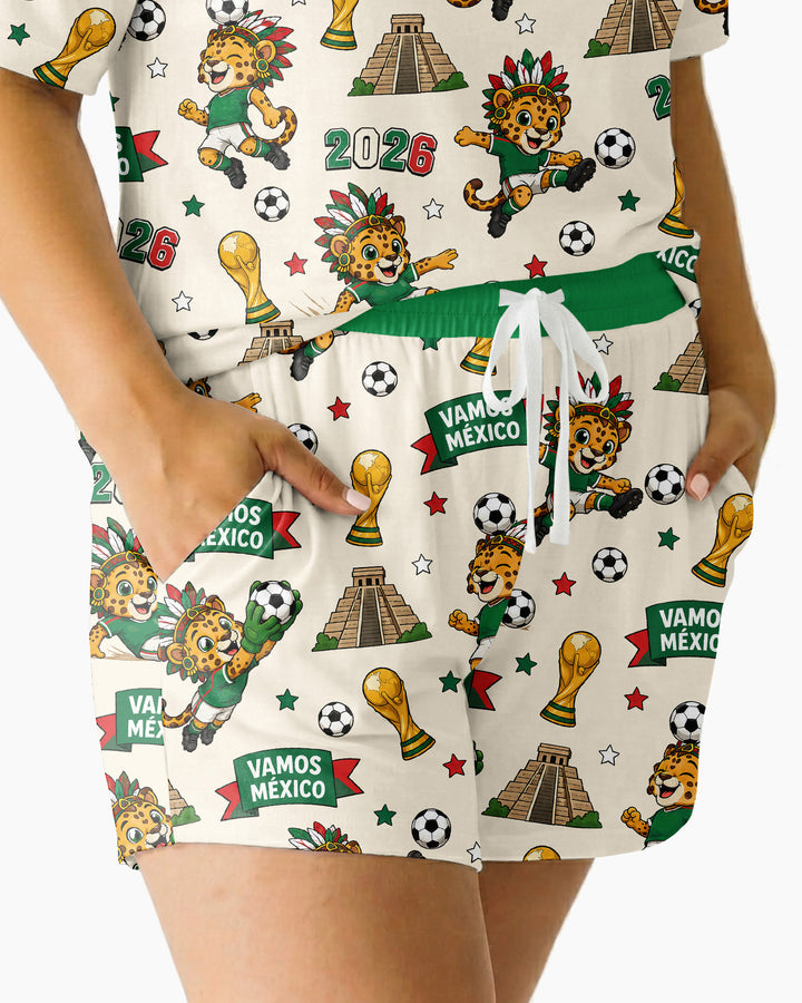 Jaguar 2026 Vamos Mexico Family Matching Bamboo Women Short Sleeve Short Pajama Set