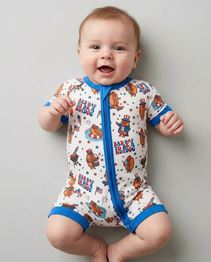 Hot Dog Patriotic Bamboo Shorty Zippy
