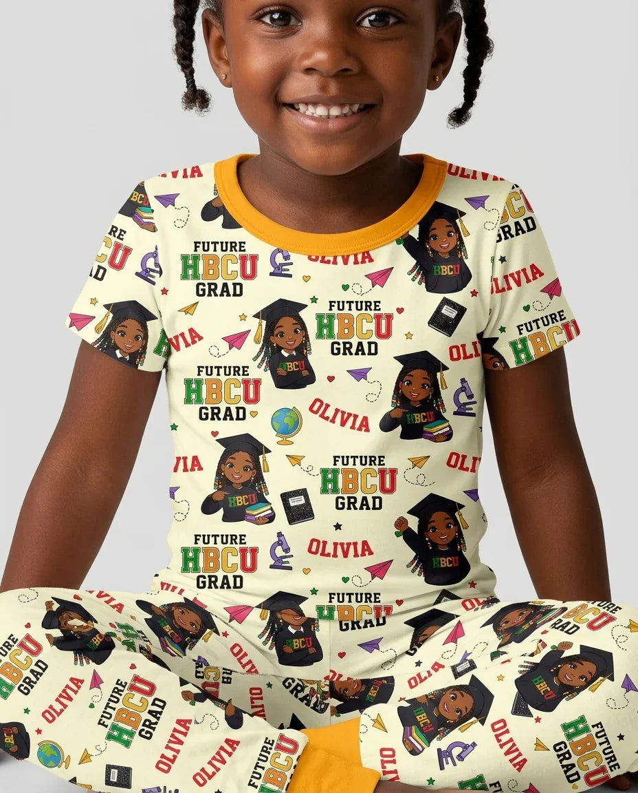 Custom Name Future HBCU Grad Bamboo Two Piece Short Sleeve Pajama Set