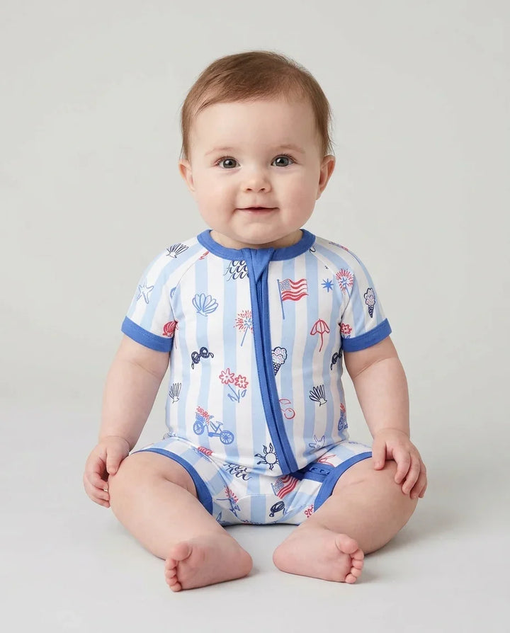 Mameluco Red, White & Beachy de bambú para toda la familia