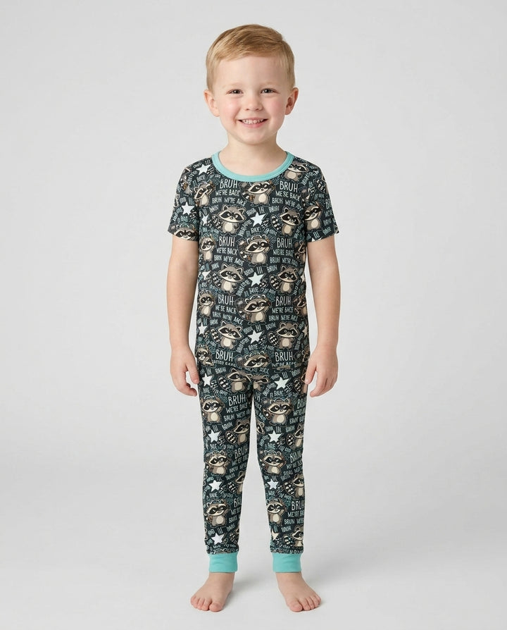 Conjunto de pijama de dos piezas de bambú con mangas cortas Hamsa Heart Guardians para la familia