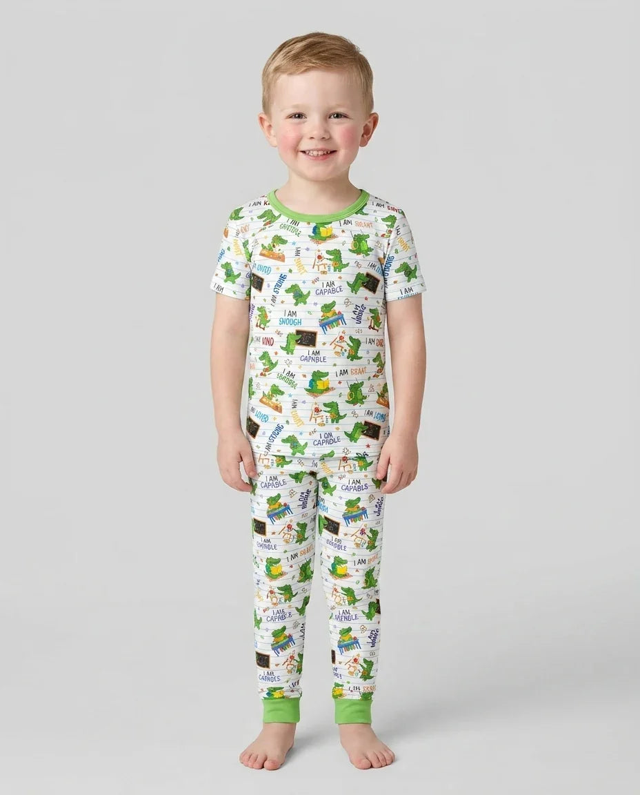 Brave Gator Days Bamboo Two Piece Short Sleeve Pajama Set