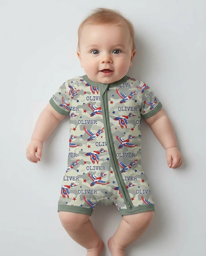 Plantilla PERSONALIZADA de Bambú Pijama Corto con Cremallera