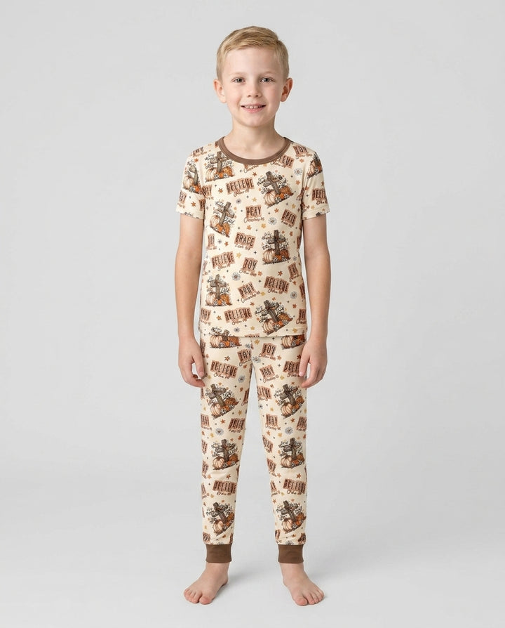 Conjunto de pijama de dos piezas de manga corta de bambú