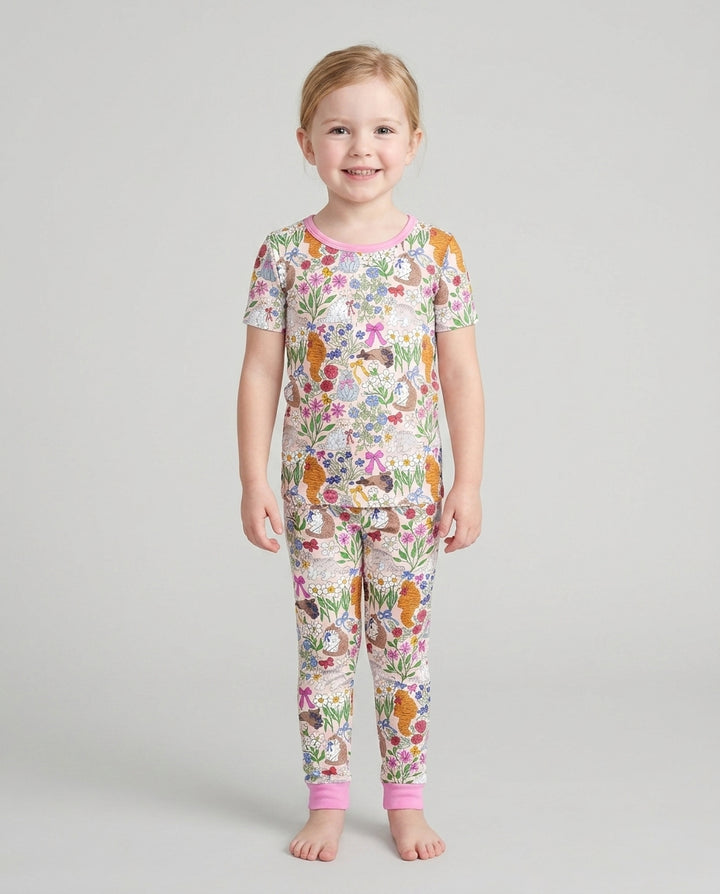 The Garden Cattery Mommy & Me Matching Bamboo Two Piece Short Sleeve Pajama Set