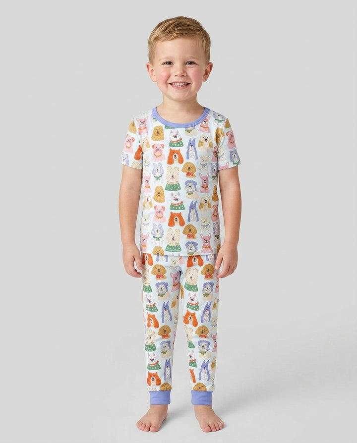 Puppy Portrait Bamboo Two Piece Short Sleeve Pajama Set