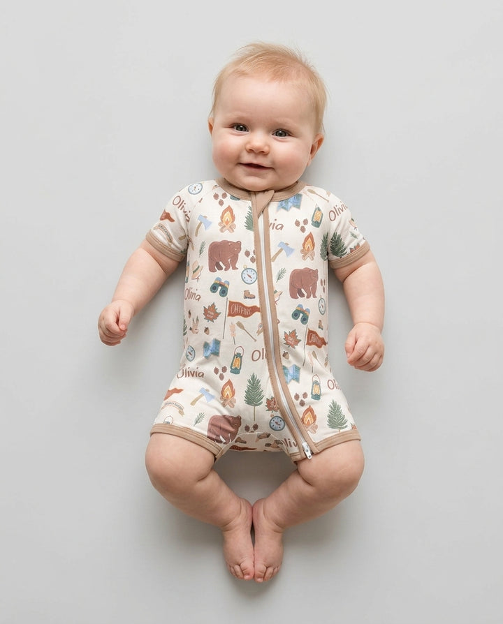 Plantilla PERSONALIZADA de Bambú Pijama Corto con Cremallera
