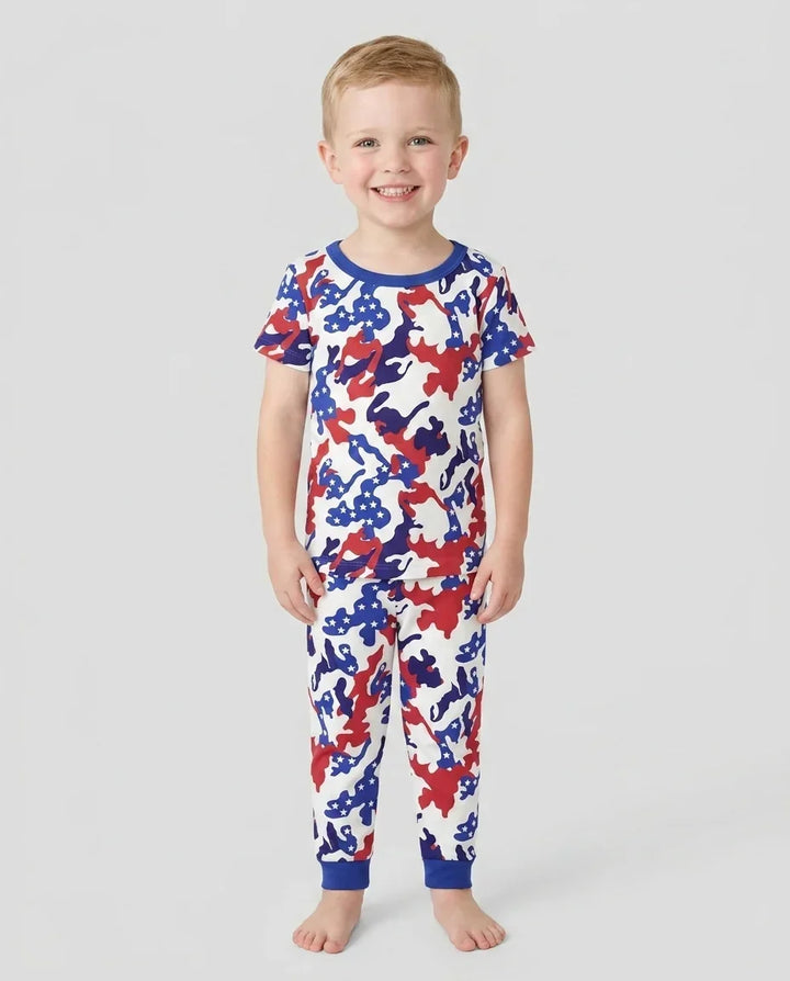 Patriot Camo Daddy & Me Matching Bamboo Two Piece Short Sleeve Pajama Set