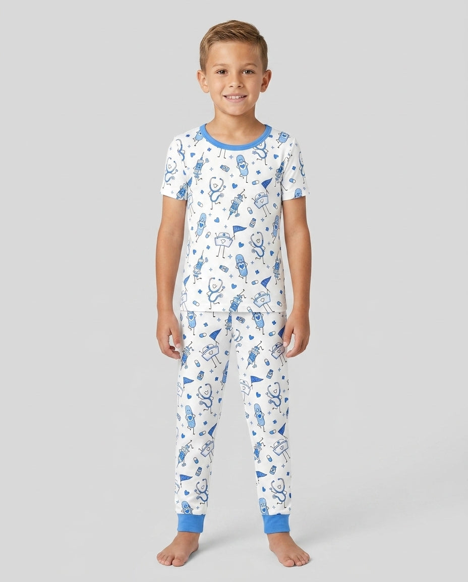 Cute Nurse Crew Bamboo Two Piece Short Sleeve Pajama Set