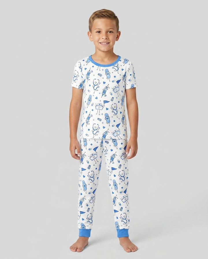 Cute Nurse Crew Bamboo Two Piece Short Sleeve Pajama Set