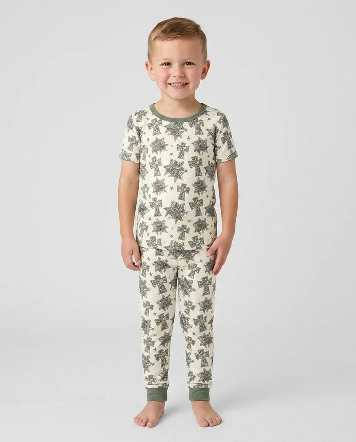 Conjunto de pijama de dos piezas de manga corta de bambú
