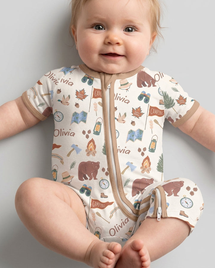 Plantilla PERSONALIZADA de Bambú Pijama Corto con Cremallera