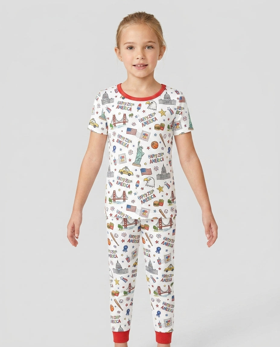 America 250 Celebration Bamboo Two Piece Short Sleeve Pajama Set