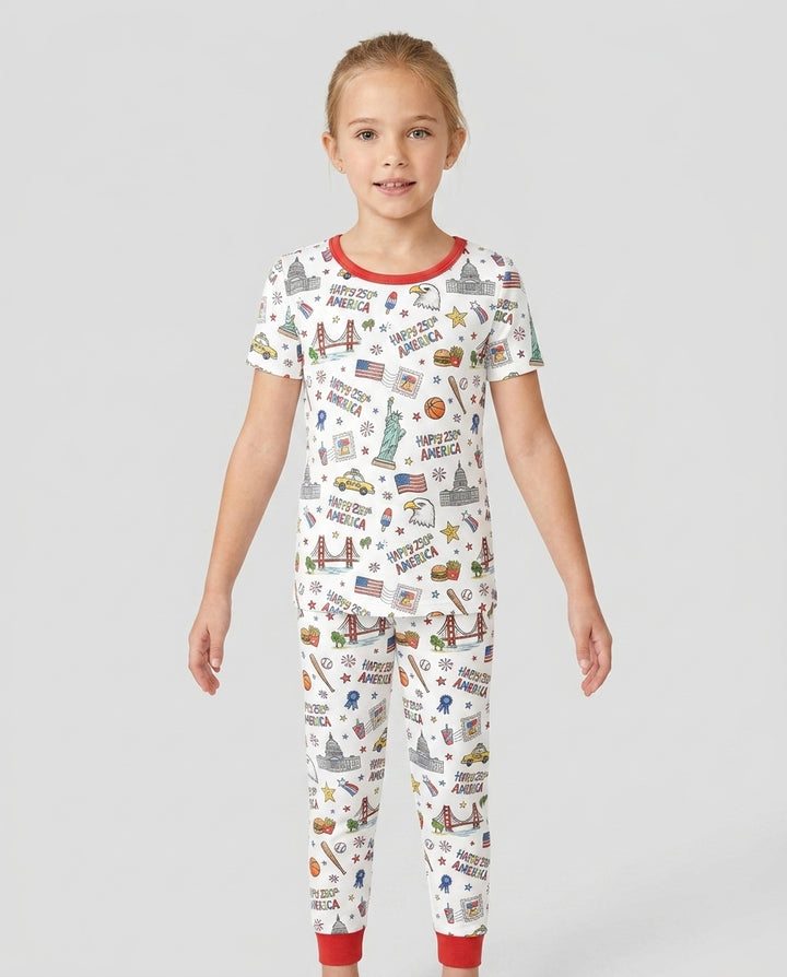 America 250 Celebration Bamboo Two Piece Short Sleeve Pajama Set