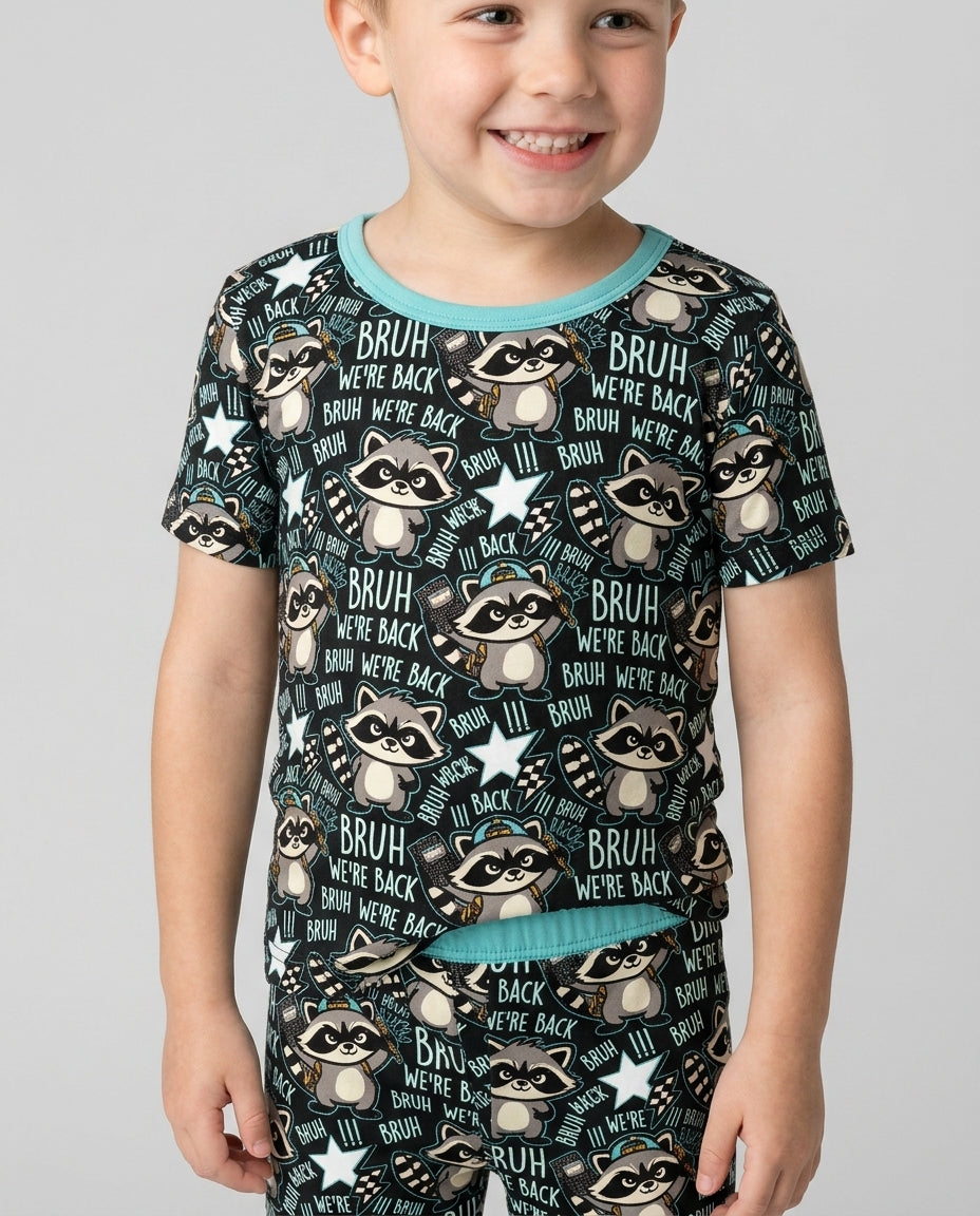 Conjunto de pijama de dos piezas de bambú con mangas cortas Hamsa Heart Guardians para la familia
