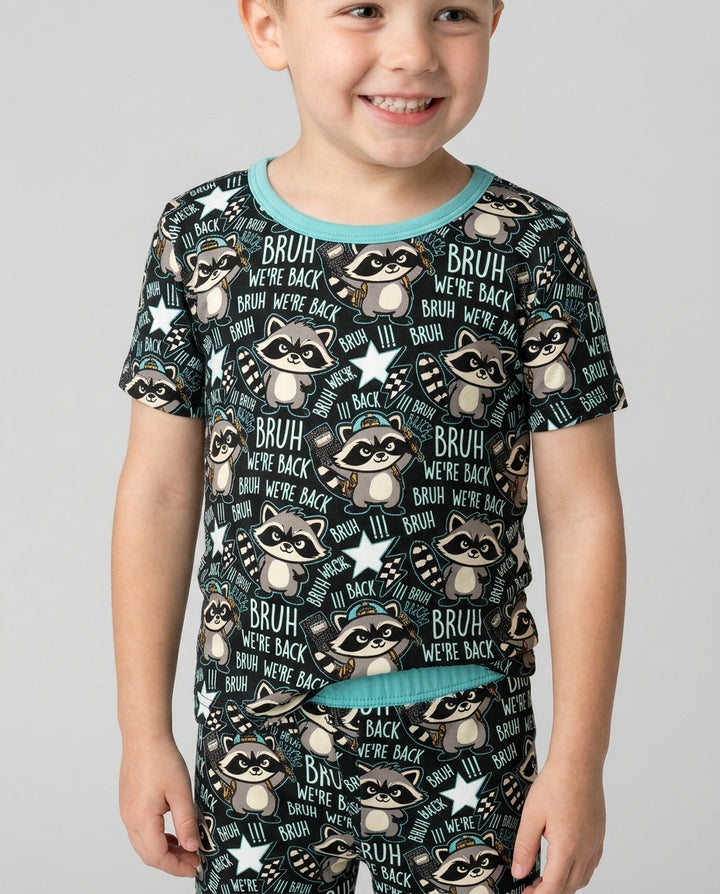 Conjunto de pijama de dos piezas de bambú con mangas cortas Hamsa Heart Guardians para la familia