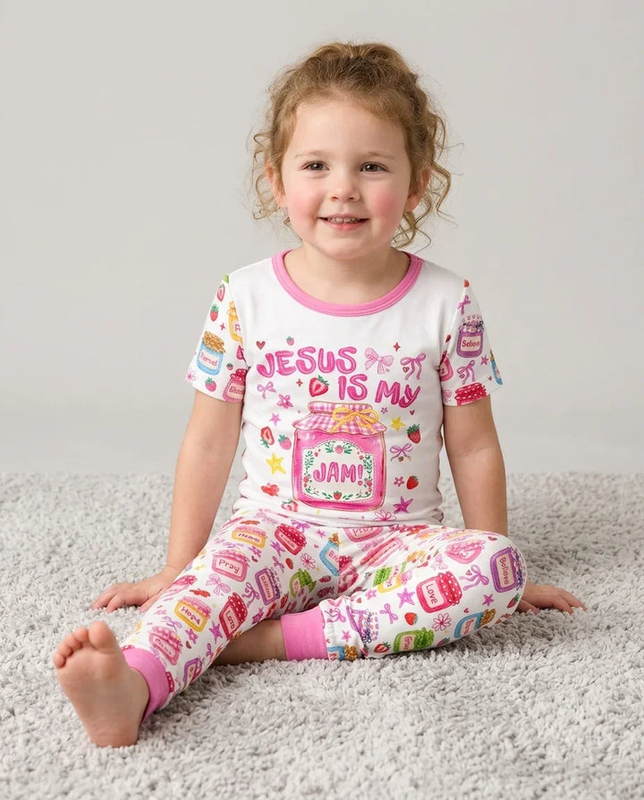 Preppy Summer Jesus Is My Jam Bamboo Two Piece Short Sleeve Pajama Set