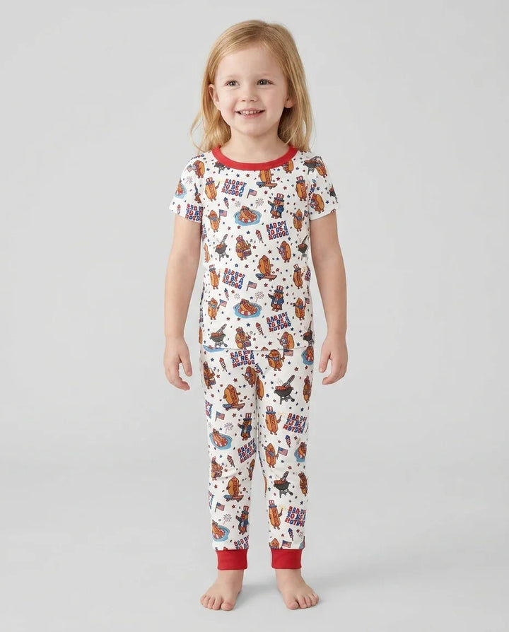 Hot Dog Patriotic Bamboo Two Piece Short Sleeve Pajama Set