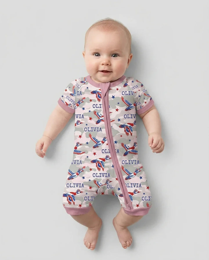 Plantilla PERSONALIZADA de Bambú Pijama Corto con Cremallera