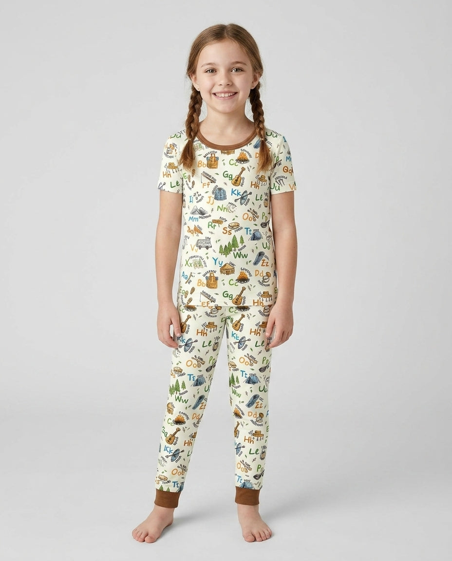 Conjunto de pijama de dos piezas de manga corta de bambú