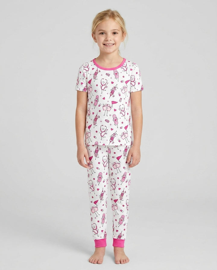 Cute Nurse Crew Bamboo Two Piece Short Sleeve Pajama Set
