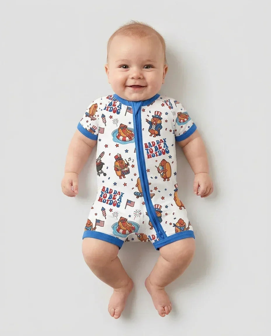 Hot Dog Patriotic Bamboo Shorty Zippy