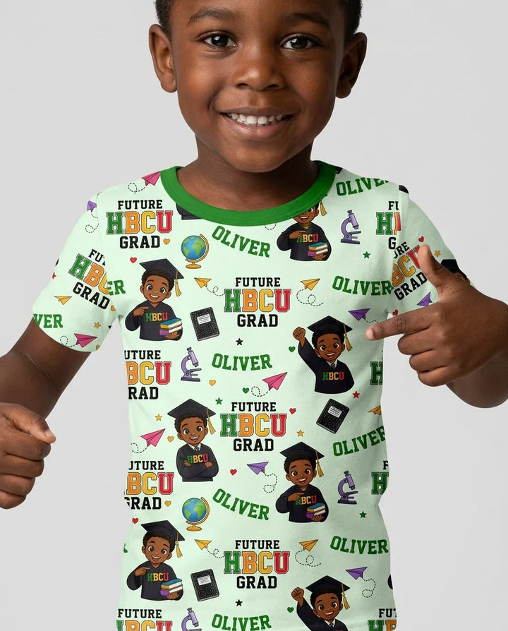 Custom Name Future HBCU Grad Bamboo Two Piece Short Sleeve Pajama Set