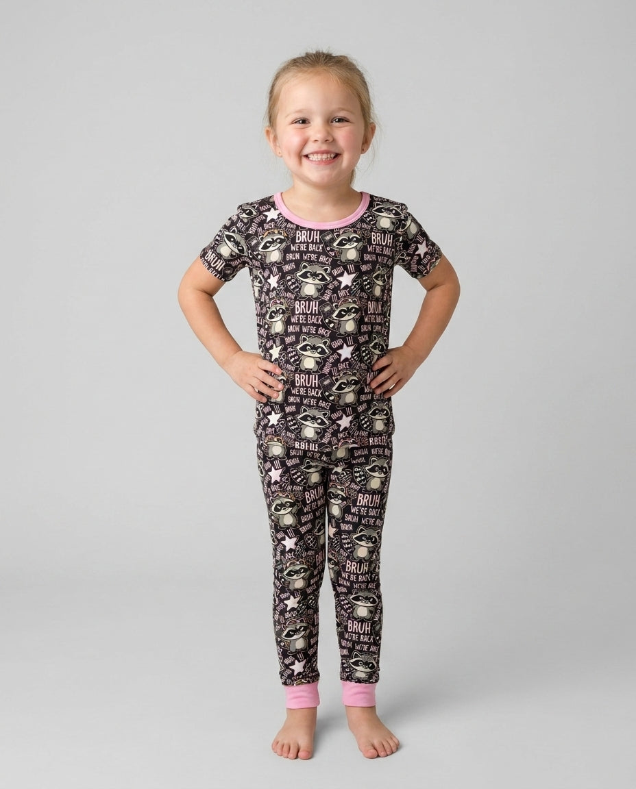 Conjunto de pijama de dos piezas de bambú con mangas cortas Hamsa Heart Guardians para la familia